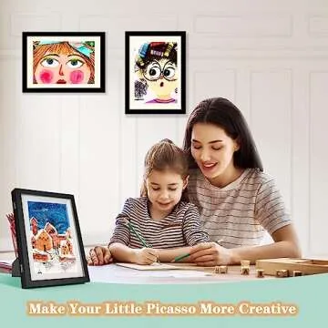 RIOFLY Kids Art Frames,9.5x13 Front Opening Artwork Frames Changeable Picture Display for DIN, Holds 50 Pcs, for 3D Picture,A4 Art-Work,Crafts,Children Drawing,Hanging Art,Portfolio Storage-Black
