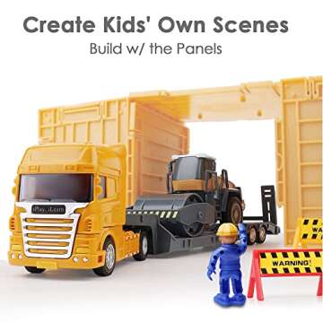 iPlay, iLearn Kids Construction Toys Truck Set, Boys Engineering Vehicle Playset, Crane Transport Trailer, Bulldozer Forklift for Sandbox Site, Birthday Gift for Age 3 4 5 6 Years Old Toddler Children
