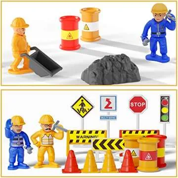 iPlay, iLearn Kids Construction Toys Truck Set, Boys Engineering Vehicle Playset, Crane Transport Trailer, Bulldozer Forklift for Sandbox Site, Birthday Gift for Age 3 4 5 6 Years Old Toddler Children