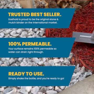 EASIHOLD Mulch Glue - 1.3 Gallon/XL Size - Mulch and Rock Glue for Landscaping and Stabilizing Mulch and Pea Gravel. Lasts up to 3 Years, Non Toxic, Ready to Use, Fast Drying.