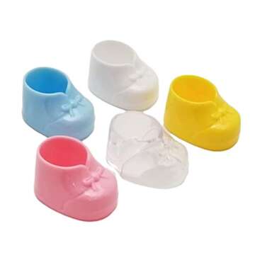 Party Favors Plus 12 Small Baby Booties Plastic Shoes Candy Holders Favors 1.875 - White