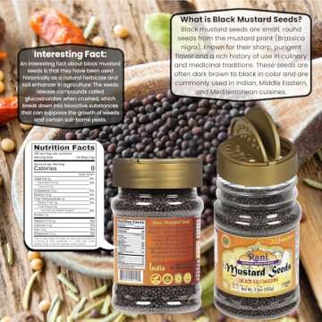 Rani Black Mustard Seeds Whole Spice (Kali Rai) 3.5oz (100g) PET Jar ~ All Natural | Gluten Friendly | NON-GMO | Vegan | Indian Origin