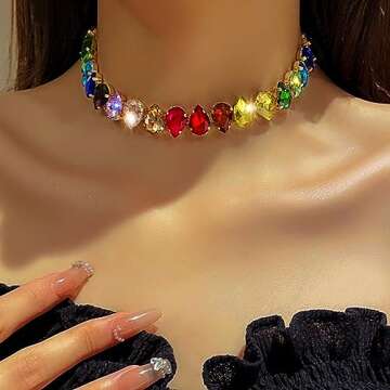JEAIRTS Sparkly Rhinestone Choker Necklace for Women