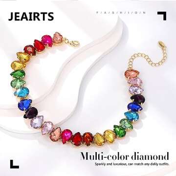 JEAIRTS Sparkly Rhinestone Choker Necklace for Women