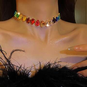 JEAIRTS Sparkly Rhinestone Choker Necklace for Women