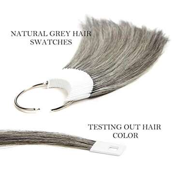 RINBOOOL Hair Swatches for Testing Color, Natural Grey,100% Real Natural Human Hair, 30 Strands per ...