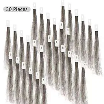 RINBOOOL Hair Swatches for Testing Color, Natural Grey,100% Real Natural Human Hair, 30 Strands per Pack, 8 Inches