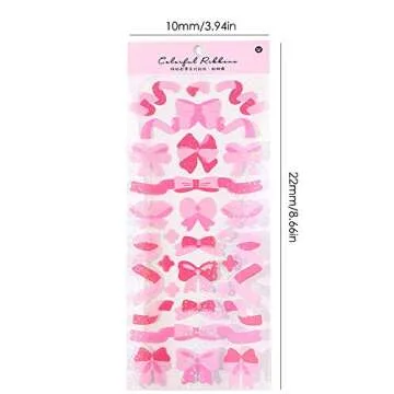 10 Sheets Hyun-chae Ribbon Stickers Self Adhesive Small Stickers for Arts Craft Greeting Cards Photo Card Scrap Books Home Decoration DIY Deco Stickers (Multi)