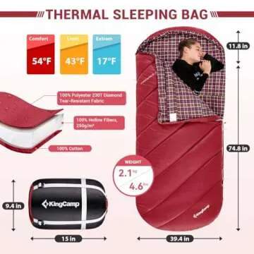 KingCamp XL Camping Sleeping Bag for Cold Weather