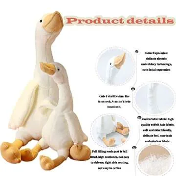 CHELEI2019 23.6" Goose Plush White Swan Stuffed Animal Toy Duck Plush Toy,Gifts for Kids