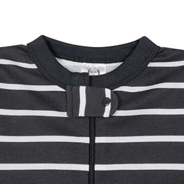 Gerber Baby Boys' 2-Pack Footed Pajamas, Grey Dinos Black Stripe Grey, 12 Months