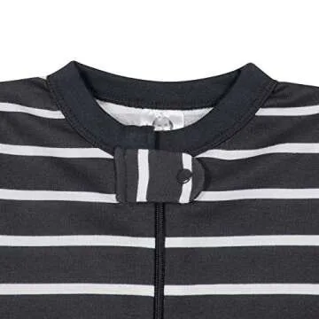 Gerber Baby Boys' 2-Pack Footed Pajamas, Grey Dinos Black Stripe Grey, 12 Months