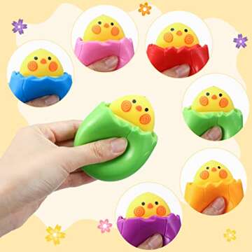 BILLMOSS 12PCS Easter Eggs Squishy Chicks - Fun Egg Hunt Squeeze Toys