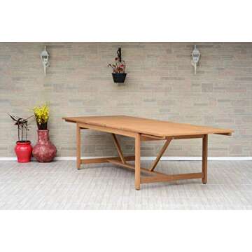 Brampton Patio Athens 11-Piece Outdoor Rectangular Dining Table Set Ideal for Patio and Indoors, Light Teak Finish