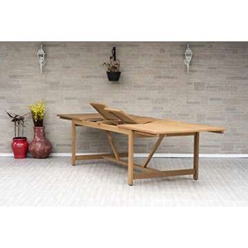 Brampton Patio Athens 11-Piece Outdoor Rectangular Dining Table Set Ideal for Patio and Indoors, Light Teak Finish