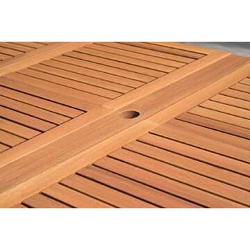 Brampton Patio Athens 11-Piece Outdoor Rectangular Dining Table Set Ideal for Patio and Indoors, Light Teak Finish