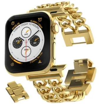 Gold Watch Bands for Women - Adjustable Metal Cowboy Style for Apple Watch