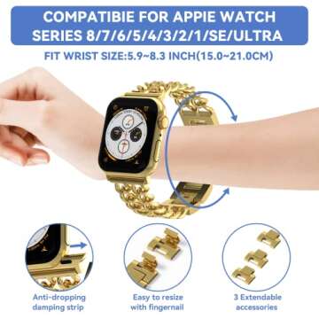 Gold Apple Watch Bands for Women - Adjustable & Stylish