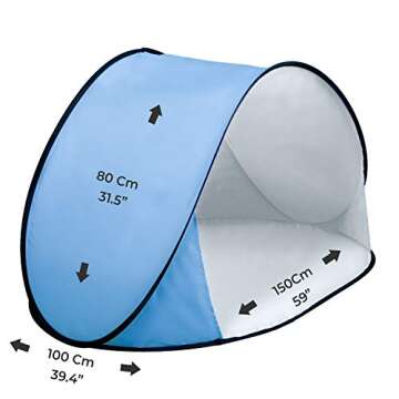 Pluto Baby Blue Beach Tent: Protect Your Kids at Any Weather. Popup SunShelter for Babies to Keep Them Away from Rain and Breeze at The Park, Beach and Garden. Includes Coloring Book.