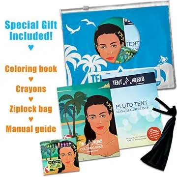 Pluto Baby Blue Beach Tent: Protect Your Kids at Any Weather. Popup SunShelter for Babies to Keep Them Away from Rain and Breeze at The Park, Beach and Garden. Includes Coloring Book.