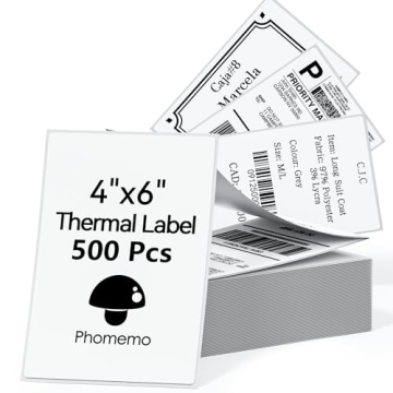 Phomemo 4x6 Thermal Direct Shipping Label, 4''x 6'' Fan-Fold Labels, Compatible with Rollo, MUNBYN, ...