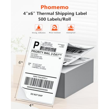 Phomemo 4x6 Shipping Labels - Strong Adhesive & Waterproof