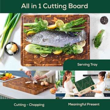 EZ FURNITURE 20"x15" Acacia Cutting Board with Handles