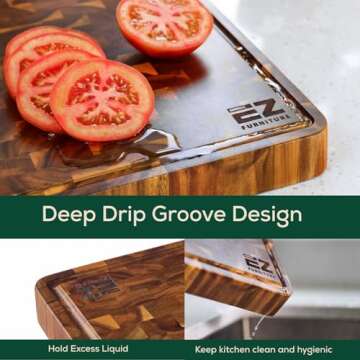EZ FURNITURE 20"x15" Acacia Cutting Board with Handles