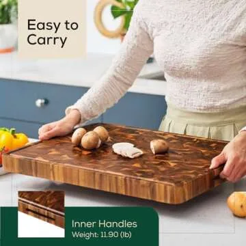 EZ FURNITURE 20"x15" Acacia Cutting Board with Handles