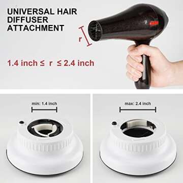BESTTRENDY Diffuser Hair Dryer Attachment: Universal Adaptable for Blow Dryers with 1.4 Inch to 2.4 Diameter Nozzle Curly Hair, Professional Salon Tool Gifts Women, White