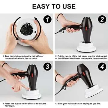 BESTTRENDY Diffuser Hair Dryer Attachment: Universal Adaptable for Blow Dryers with 1.4 Inch to 2.4 Diameter Nozzle Curly Hair, Professional Salon Tool Gifts Women, White