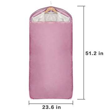 Luxury Silky Garment Bag Zippered Closet Storage Organizer for Suits Dress Coat Clothes Carry Cover Travel Cover (pink)