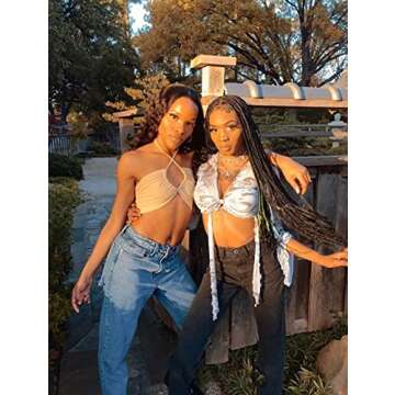 TOB Women's Criss Cross Lace Up Sling Crop Top Khaki