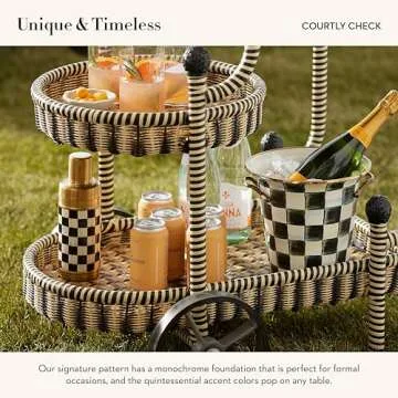 MACKENZIE-CHILDS Wine Cooler, Champagne and Wine Bucket, Ice Bucket, Black-and-White Courtly Check