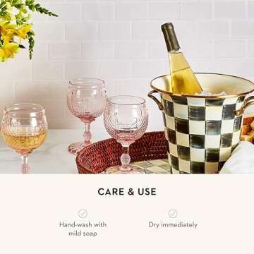 MACKENZIE-CHILDS Wine Cooler, Champagne and Wine Bucket, Ice Bucket, Black-and-White Courtly Check