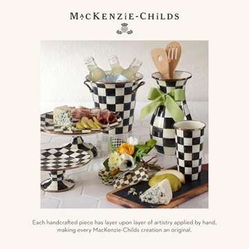 MACKENZIE-CHILDS Wine Cooler, Champagne and Wine Bucket, Ice Bucket, Black-and-White Courtly Check