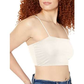 SheIn Women's Basic Plain Spaghetti Strap Tube Crop Cami Top White