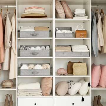 GRANNY SAYS Closet Organizers and Storage, Trapezoid Storage Bins, Gray, Closet Storage Bins, Storag...