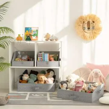 GRANNY SAYS Closet Organizers and Storage, Trapezoid Storage Bins, Gray, Closet Storage Bins, Storage Baskets for Shelves, Fabric Storage Bins with Handles, Clothing Organizer, Gray, 3-Pack