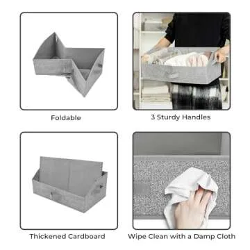 GRANNY SAYS Closet Organizers and Storage, Trapezoid Storage Bins, Gray, Closet Storage Bins, Storage Baskets for Shelves, Fabric Storage Bins with Handles, Clothing Organizer, Gray, 3-Pack