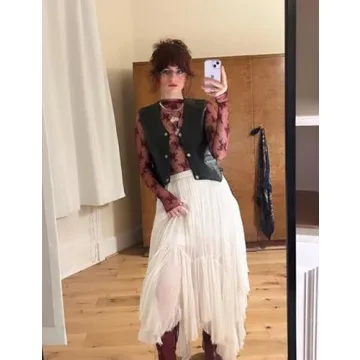 Flygo Sheer Lace Long Sleeve Top for Women Burgundy