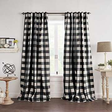Elrene Home Fashions Farmhouse Living Grainger Buffalo-Check Blackout Window Curtain, Living Room an...