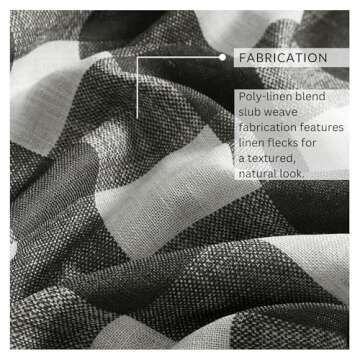 Elrene Home Fashions Farmhouse Living Grainger Buffalo-Check Blackout Window Curtain, Living Room and Bedroom Drape with Rod Pocket Tabs, 52" x 95", Black, 1 Panel