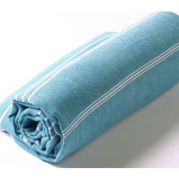 Cacala Lightweight and Thin Turkish Beach Towel 100% Cotton Sand-Free and Quick-Drying Goodness Perf...