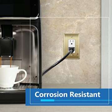 LIDER Decorator Switch or Receptacle Metal Wall Plate, Stainless Steel Outlet Cover, Corrosion Resistant, Mid-Size 1-Gang 4.88" x 3.11", 201 Stainless Steel, LMWP-31M-BB, Brushed Brass