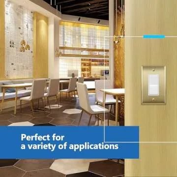 LIDER Decorator Switch or Receptacle Metal Wall Plate, Stainless Steel Outlet Cover, Corrosion Resistant, Mid-Size 1-Gang 4.88" x 3.11", 201 Stainless Steel, LMWP-31M-BB, Brushed Brass