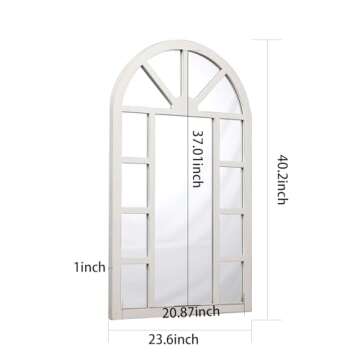 Sintosin Rustic Wooden Arched Window Mirror | 24x40" Decorative Wall Decor