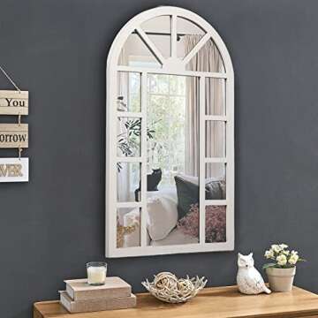 Rustic Arched Window Mirror - Farmhouse Wall Decor