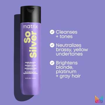 MATRIX Total Results So Silver Color Depositing Purple Shampoo For Neutralizing Yellow Tones | Tones Blonde & Silver Hair | For Color Treated Hair