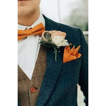 AWAYTR Men's Pre Tied Bow Ties for Weddings and Parties – Adjustable and Stylish (Orange)